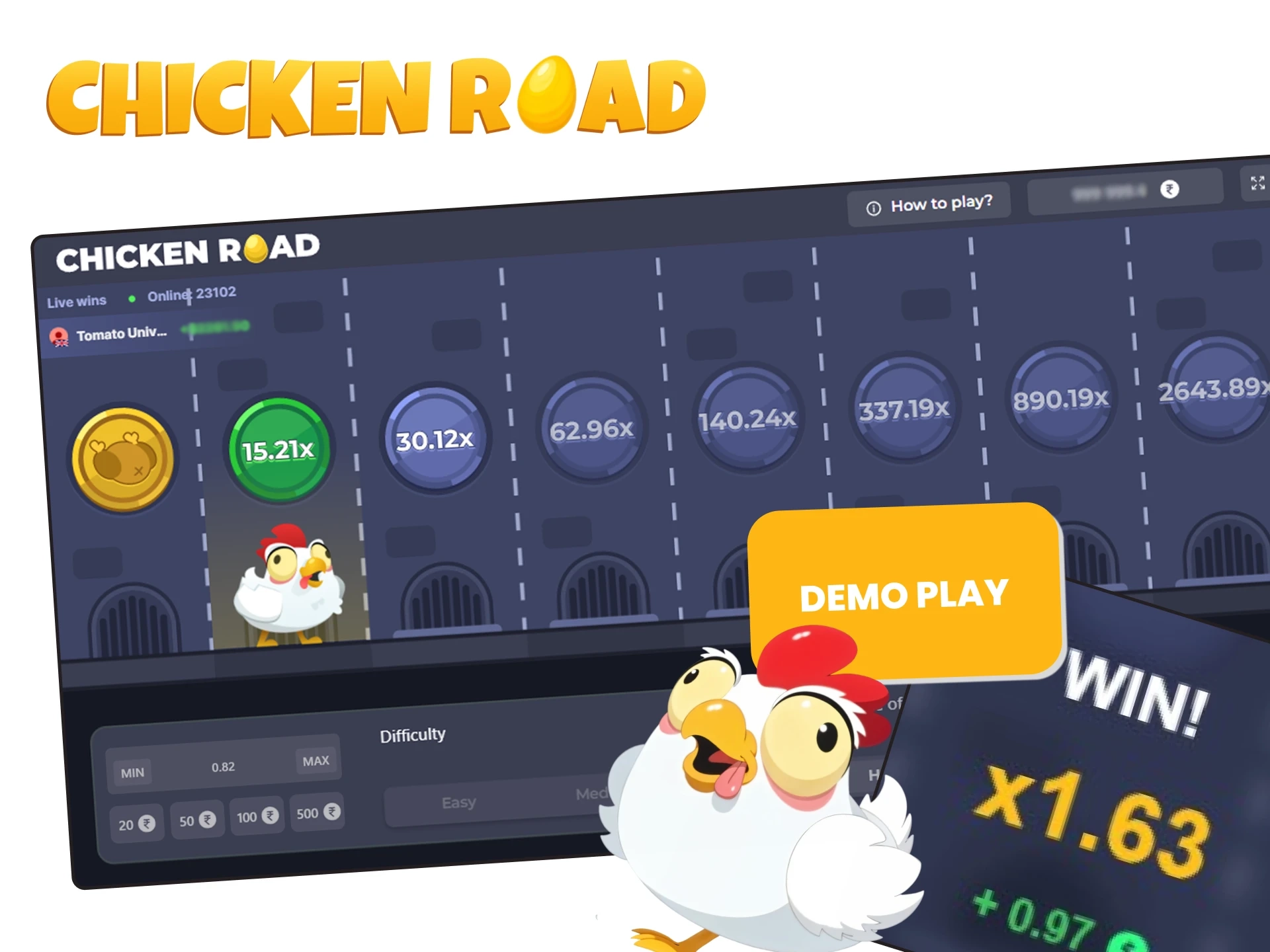 Try the demo version of Chicken Road before playing for real money.