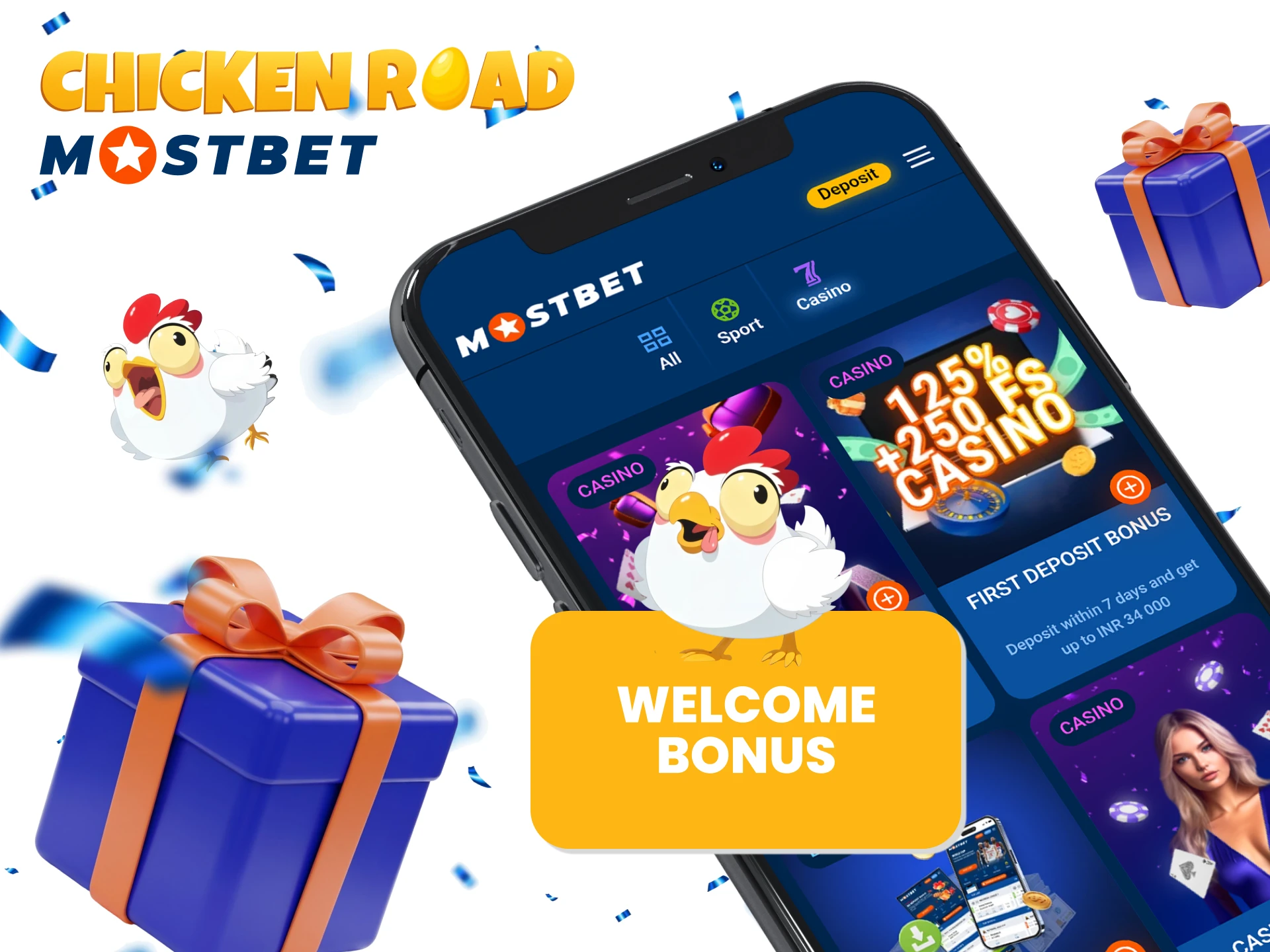 How to get your Chicken Welcome Bonus on Mostbet.
